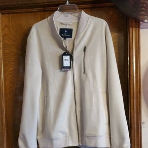 Ben Sherman Cream Lightweight Shirt Jacket with Stand-Up Collar